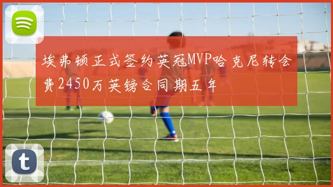 埃弗顿正式签约英冠MVP哈克尼转会费2450万英镑合同期五年